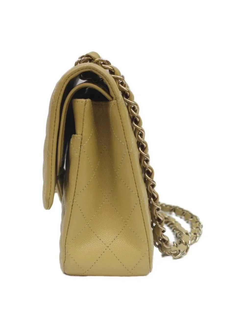 Chanel Green Caviar Double Flap Bag Quilted 25